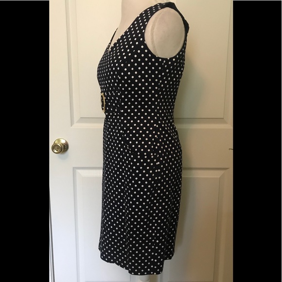 😍GORGEOUS Tahari Navy Blue Polka Dot Dress - Picture 4 of 8